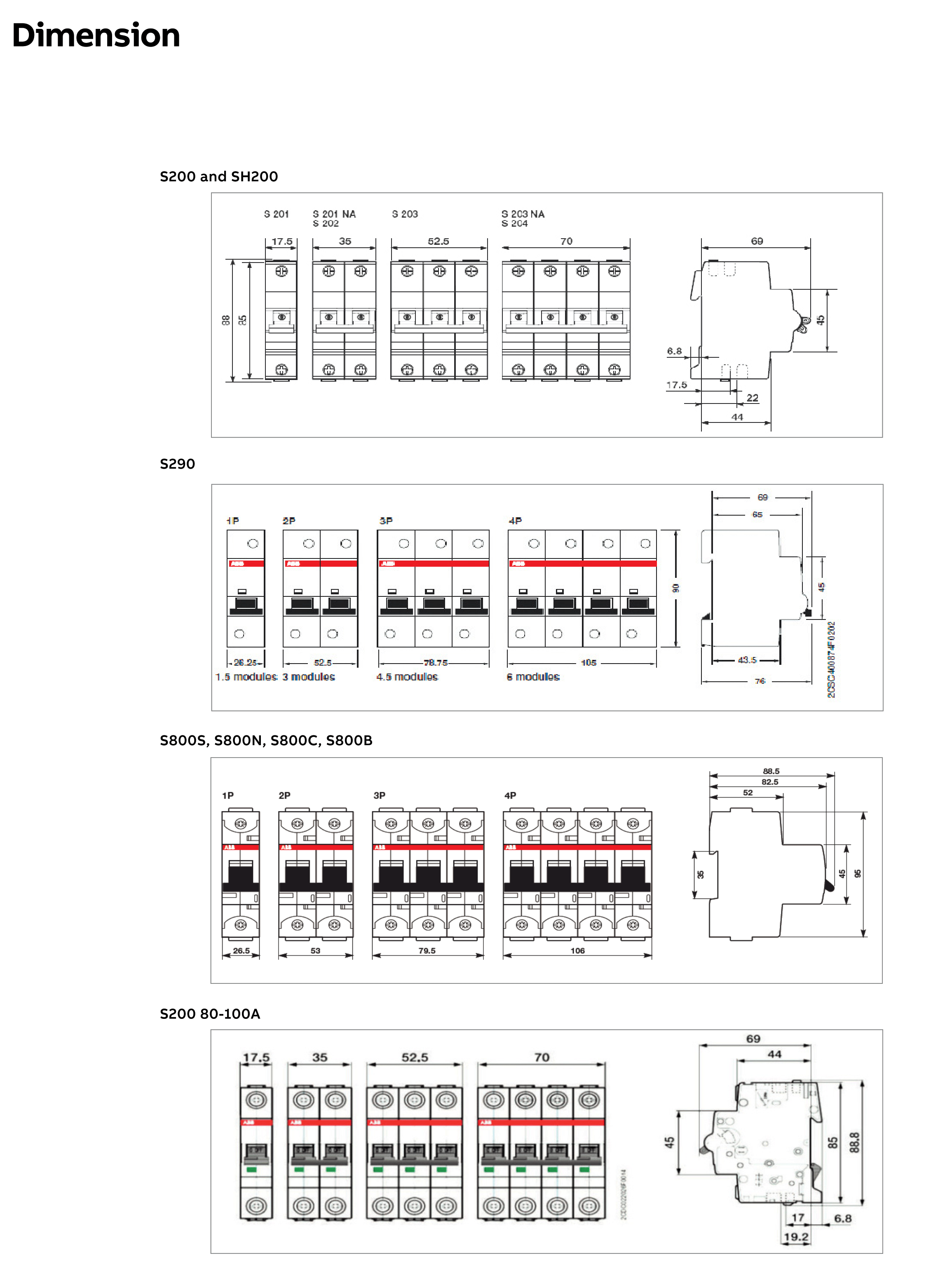 เซอร์กิตเบรกเกอร์ลูกย่อย 50 แอมป์ 2 โพล 6KA ABB MCB SH202-C50 # 2CDS212001R0504